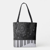 Whimsical Piano en Musical Notes Tote Bag (Achterkant)