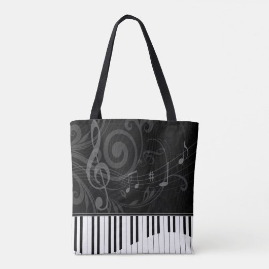 Whimsical Piano en Musical Notes Tote Bag (Achterkant)