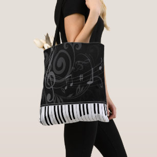 Whimsical Piano en Musical Notes Tote Bag