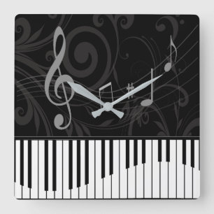 Whimsical Piano en Musical Notes Vierkante Klok
