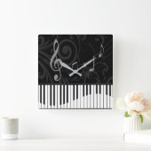 Whimsical Piano en Musical Notes Vierkante Klok (Huis)