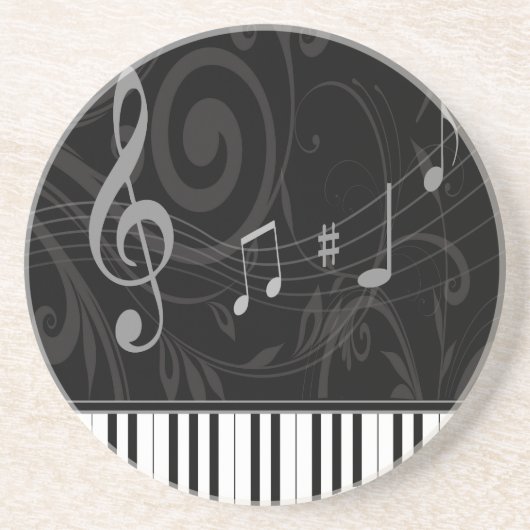 Whimsical Piano en Musical Notes Zandsteen Onderzetter (Voorkant)