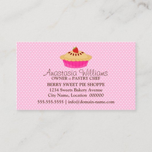 Whimsical Pie Bakery Pink Visitekaartje (Achterkant)