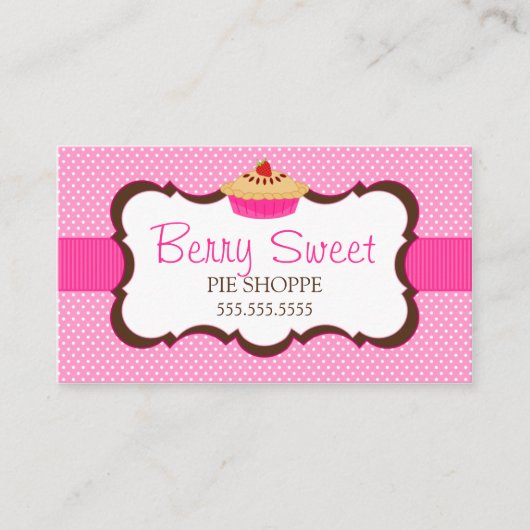 Whimsical Pie Bakery Pink Visitekaartje (Voorkant)