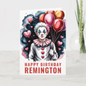 Whimsical Pierrot Birthday Clown Kaart (Voorkant)