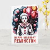 Whimsical Pierrot Birthday Clown Kaart (Gele Bloem)