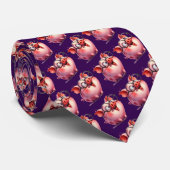 Whimsical Pig Custom Necktie Tie Stropdas (Opgerold)
