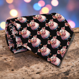 Whimsical Pig Custom Necktie Tie Stropdas
