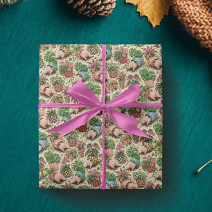 Whimsical Pig & Huisplant Inpakpapier