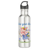 Whimsical Piglet//Volg uw dromen Waterfles (Voorkant)