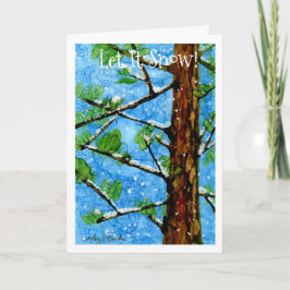 Whimsical-pijnboom op de sneeuwvakantiekaart feestdagen kaart