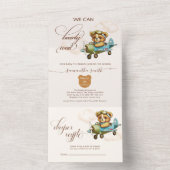 Whimsical Pilot Teddy Bear Baby shower All In One Uitnodiging (Binnen)