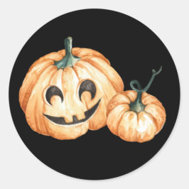 Whimsical Pimpkins Waterverf Halloween Ronde Sticker