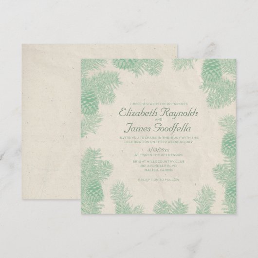 Whimsical Pine Cone Wedding Invitations Kaart (Voorkant / Achterkant)