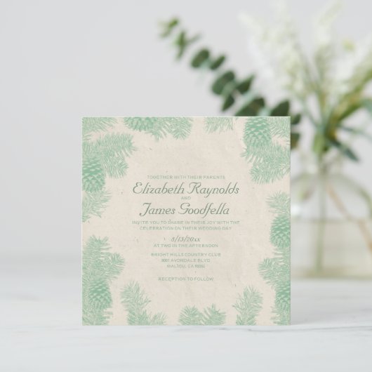 Whimsical Pine Cone Wedding Invitations Kaart (Staand voorkant)