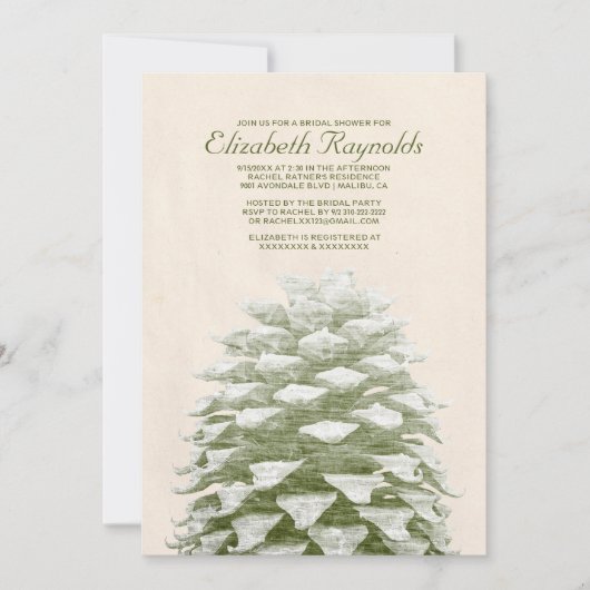 Whimsical Pine Cones Bridal Shower Invitations Kaart (Voorkant)