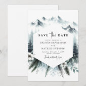 Whimsical Pine Mountain Wedding Save The Date (Voorkant / Achterkant)