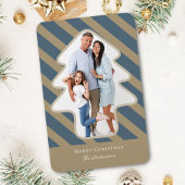 Whimsical Pine Tree Shaped Photo Holiday Kaart Magneet