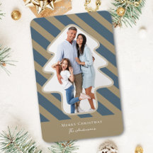 Whimsical Pine Tree Shaped Photo Holiday Kaart