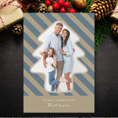 Whimsical Pine Tree Shaped Photo Merry Christmas Feestdagenkaart