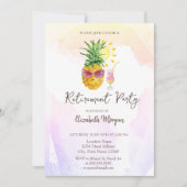 Whimsical Pineapple Cocktai Retirement Invitation Kaart (Voorkant)
