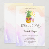 Whimsical Pineapple Cocktai Retirement Invitation Kaart (Voorkant / Achterkant)