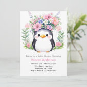 Whimsical Pinguïn Dreams Meisje Baby shower Kaart (Staand voorkant)