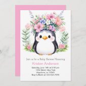 Whimsical Pinguïn Dreams Meisje Baby shower Kaart (Voorkant / Achterkant)