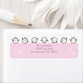 Whimsical Pinguins Vakantie Adresetiketten (roze) Etiket (Insitu)