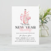 Whimsical Pink 2026 New Year Party Kaart (Staand voorkant)
