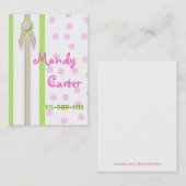 Whimsical Pink and Green Children's Calling Cards Contactkaartje (Voorkant / Achterkant)