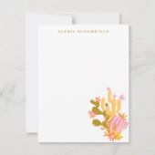 Whimsical Pink and Oranje Cactus Personalized Note Notitiekaartje (Voorkant)