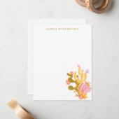 Whimsical Pink and Oranje Cactus Personalized Note Notitiekaartje (Voorkant / Achterkant in situ)