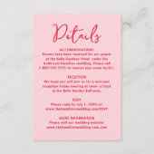 Whimsical Pink and Red Heart Wedding Details Informatiekaartje (Voorkant)