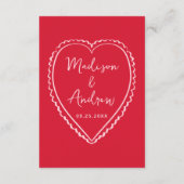 Whimsical Pink and Red Heart Wedding Details Informatiekaartje (Achterkant)