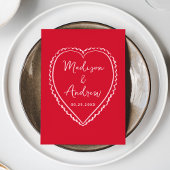 Whimsical Pink and Red Heart Wedding Menu