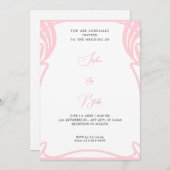 Whimsical Pink and White Art Deco Wedding Kaart (Voorkant / Achterkant)