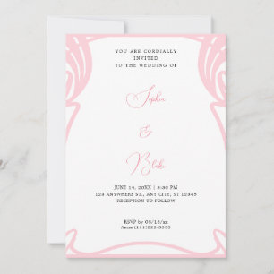Whimsical Pink and White Art Deco Wedding Kaart