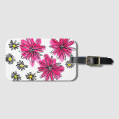 Whimsical Pink and White Flowers Bagagelabel (Voorkant (horizontaal))