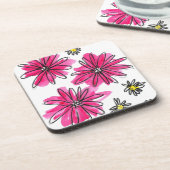 Whimsical Pink and White Flowers Bier Onderzetter (Linkerzijde)