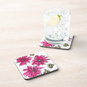 Whimsical Pink and White Flowers Bier Onderzetter (Rechterzijde)