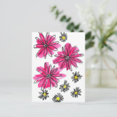 Whimsical Pink and White Flowers Briefkaart (Staand voorkant)