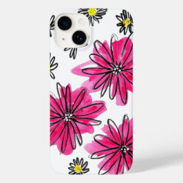 Whimsical Pink and White Flowers Case-Mate iPhone 14 Hoesje
