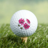 Whimsical Pink and White Flowers Golfballen (Insitu Shirt)