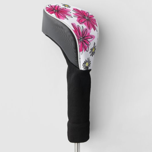 Whimsical Pink and White Flowers Golfheadcover (Schuin)