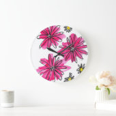 Whimsical Pink and White Flowers Grote Klok (Huis)