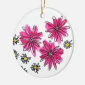 Whimsical Pink and White Flowers Keramisch Ornament (Links)