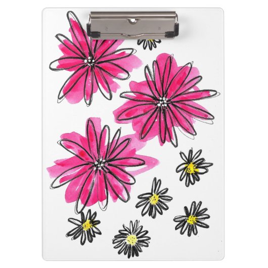 Whimsical Pink and White Flowers Klembord (Voorkant)