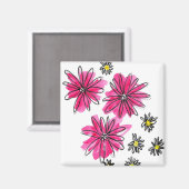Whimsical Pink and White Flowers Magneet (Voorkant / Achterkant)