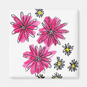 Whimsical Pink and White Flowers Magneet (Voorkant)